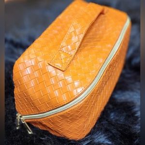 Beautiful Orange Color! Large Capacity Travel Makeup Cosmetic Bag